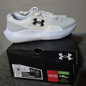 Under Armour White and Gray Charged Surge 4 Sneakers Sz 10.5